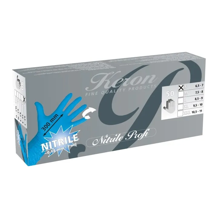 Boite de gants Gant nitrile manchette 30 cm jetable bleu KERBL