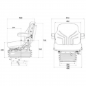 Dimension de notre Siège tracteur pneumatique GRAMMER SG75G