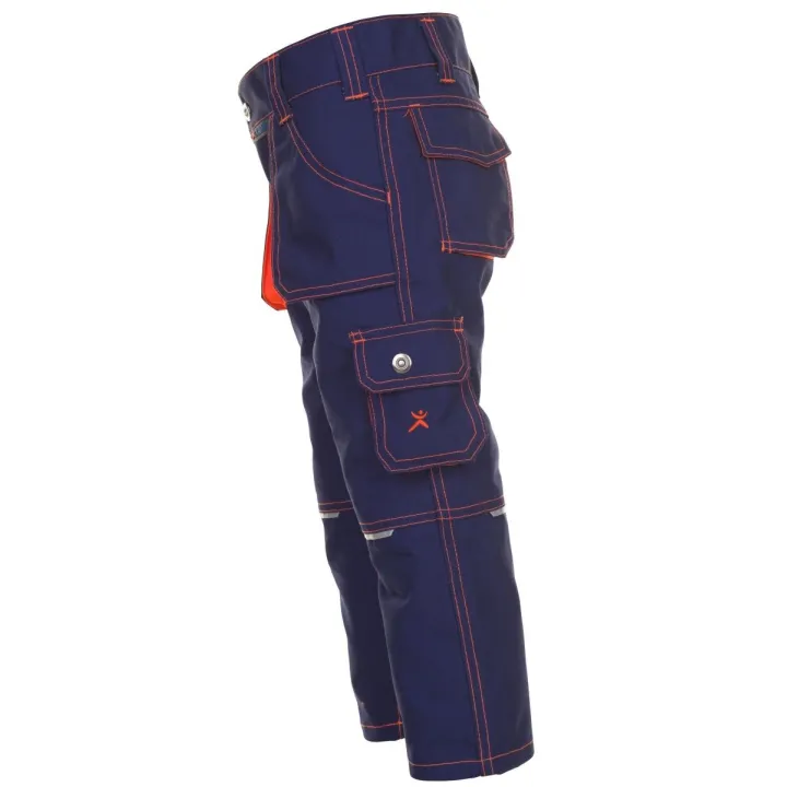 6111 pantalon junior PLANAM marine orange profil gauche