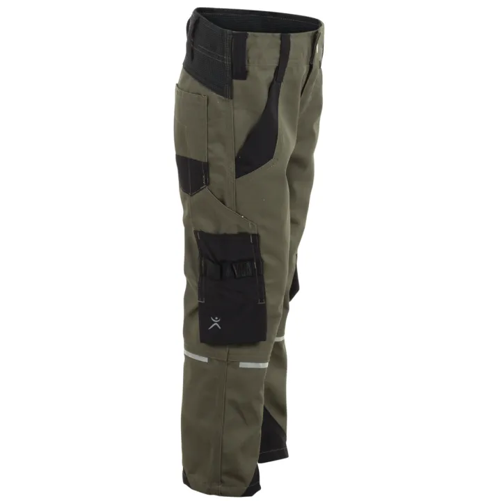 Pantalon enfant élasthanne NORIT PLANAM KIDS vert olive noir profil