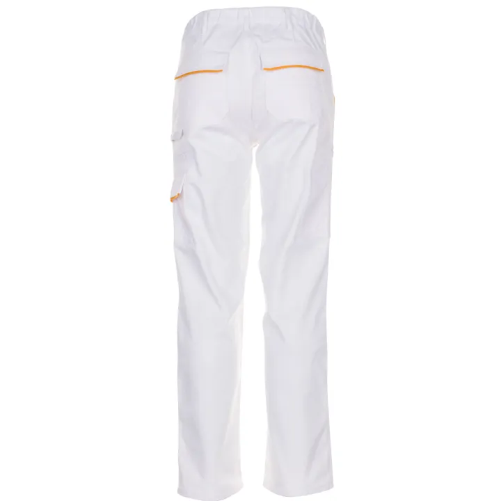 Pantalon de travail blanc blanc jaune highline planam profil dos