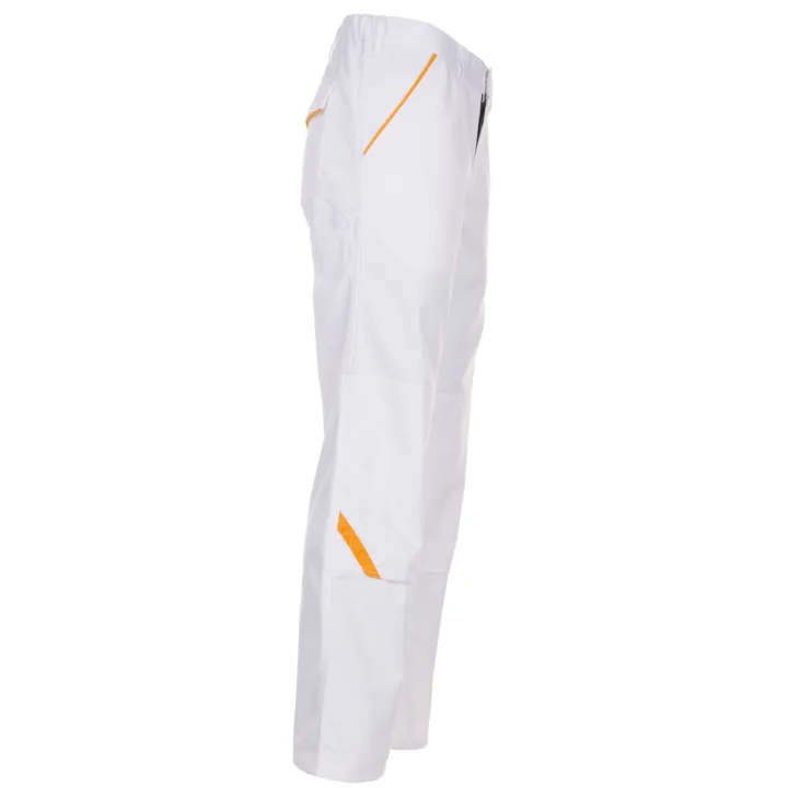 Pantalon de travail blanc blanc jaune highline planam profil