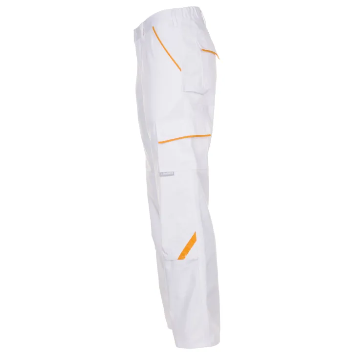 Pantalon de travail blanc blanc jaune highline planam profil