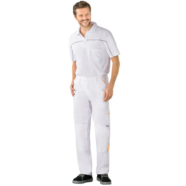 Pantalon de travail blanc blanc jaune highline planam profil