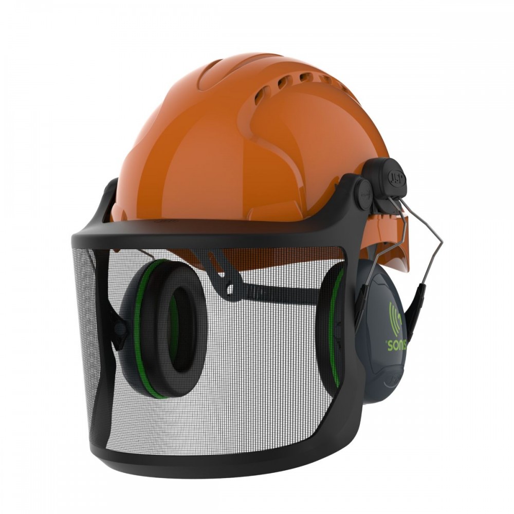 Casque forestier EVO 3 + visière grillagé M2 + anti bruit 31 dB JSP