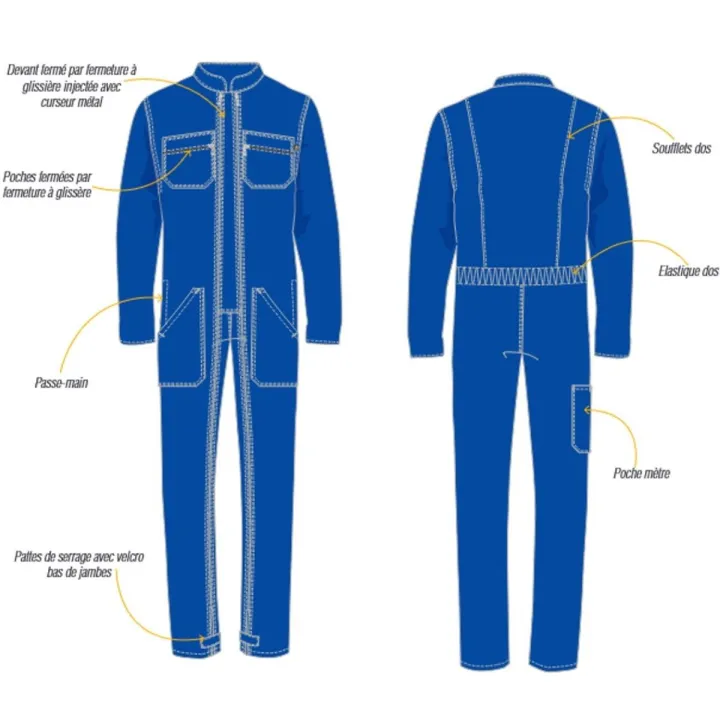 Combinaison de travail bugatti double fermeture 100 % coton