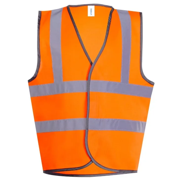Gilet haute visibilité Enfant Junior orange fluo avec bandes