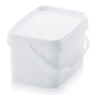 seau blanc rectangulaire poignée plastique