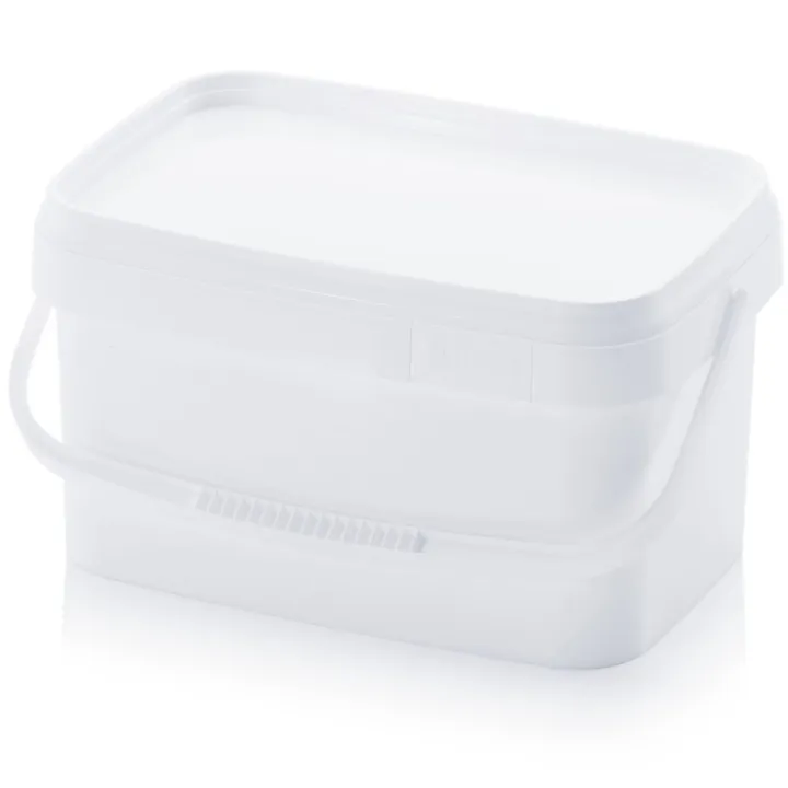 seau blanc rectangulaire poignée plastique