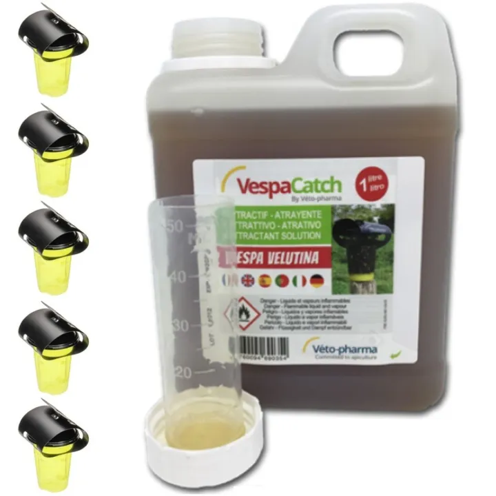 kit 5 Pièges Frelons VESPACATH +1litre attractif VETO PHARMA