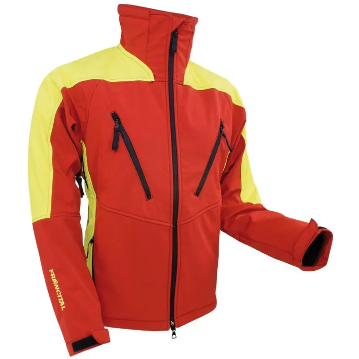 Veste softshell chasse travail extérieur KOUVOLA FRANCITAL rouge jaune