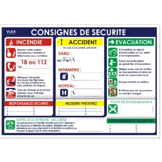 Panneau consignes de sécurité YLEA – Affichage obligatoire entreprise
