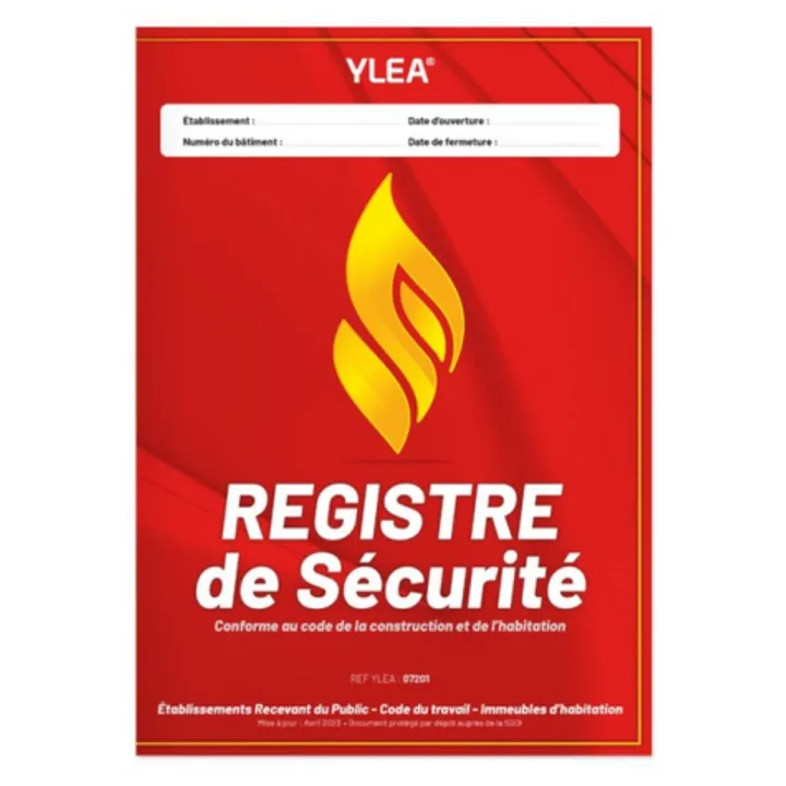 Registre de sécurité incendie pour ERP, entreprises, habitations