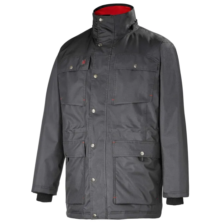 Parka de travail 4PK4 Lafont imperméable et chaude noir rouge