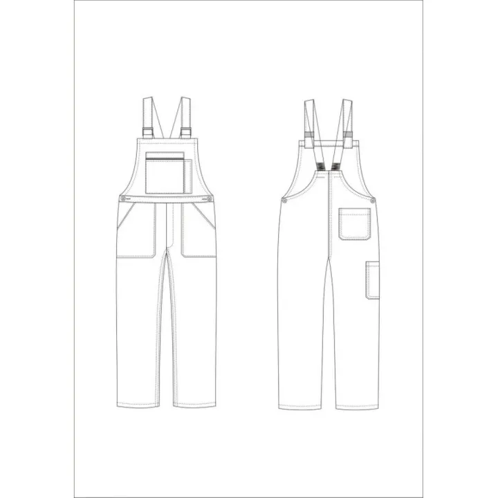 Croquis Cotte à bretelles de travail PBV A7A560 – Robuste et fonctionnelle