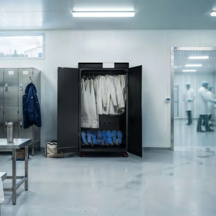 armoire-novven-3-désinfectante et séchante indus-porte-ouverte en usine