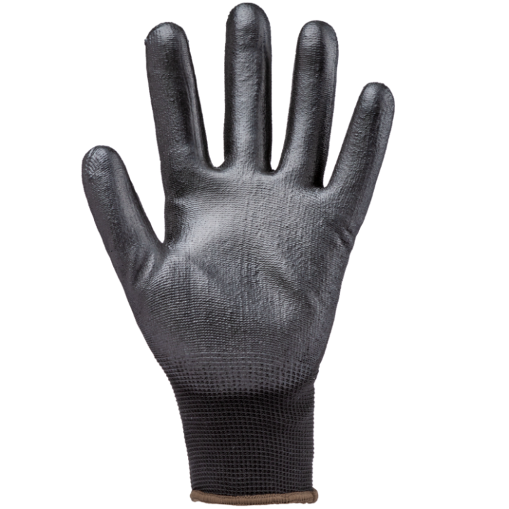 Zoom sur l’enduction PU des gants EUROLITE 13P110 assurant une excellente adhérence en milieu sec