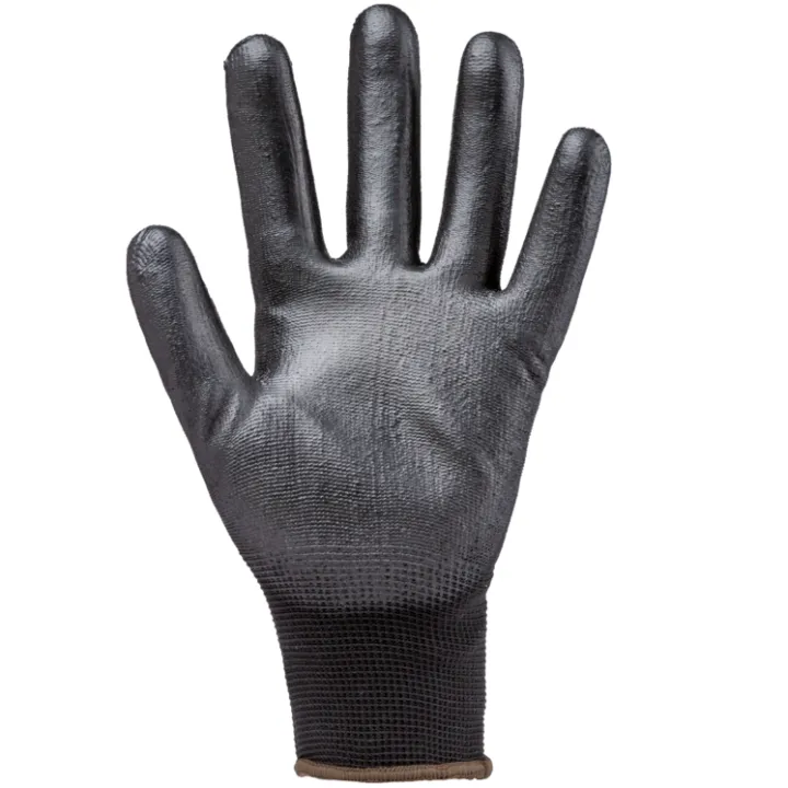 Zoom sur l’enduction PU des gants EUROLITE 13P110 assurant une excellente adhérence en milieu sec