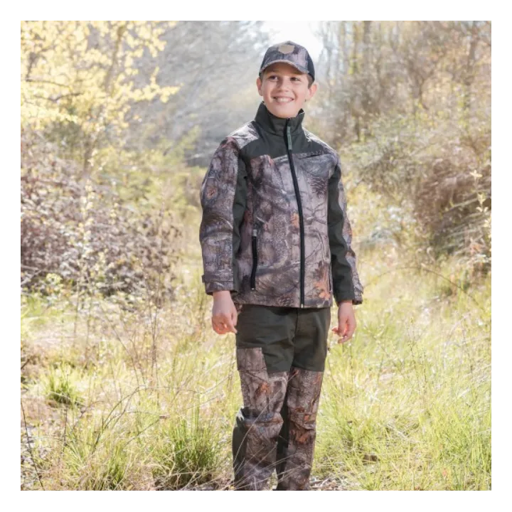 Veste chasse enfant Treelland T622K camo forest renforcée
