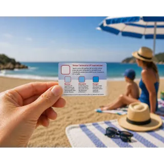 Test intensité des UV CARD Physioderm taille carte de crédit