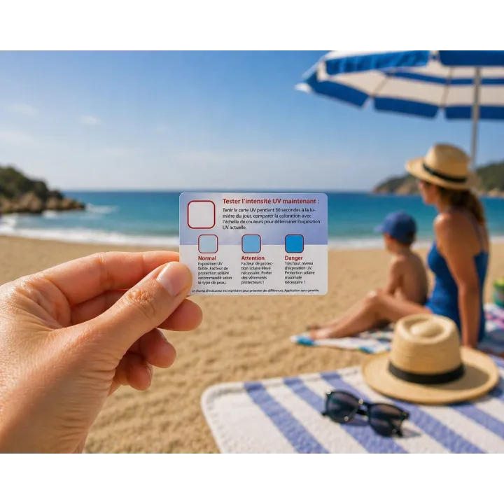 Test intensité des UV CARD Physioderm taille carte de crédit