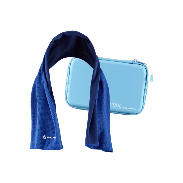 Serviette rafraîchissante INUTEQ Body Cooling – refroidissement instantané anti chaleur bleu