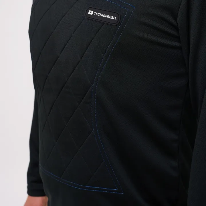 T-shirt rafraîchissant manches longues TECHNIFRESH Active noir pour chaleur extrême tissus