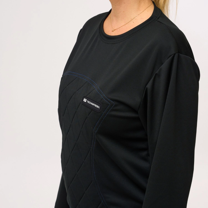 T-shirt rafraîchissant manches longues TECHNIFRESH Active noir pour chaleur extrême femme tissus