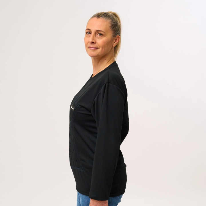 T-shirt rafraîchissant manches longues TECHNIFRESH Active noir pour chaleur extrême femme profil