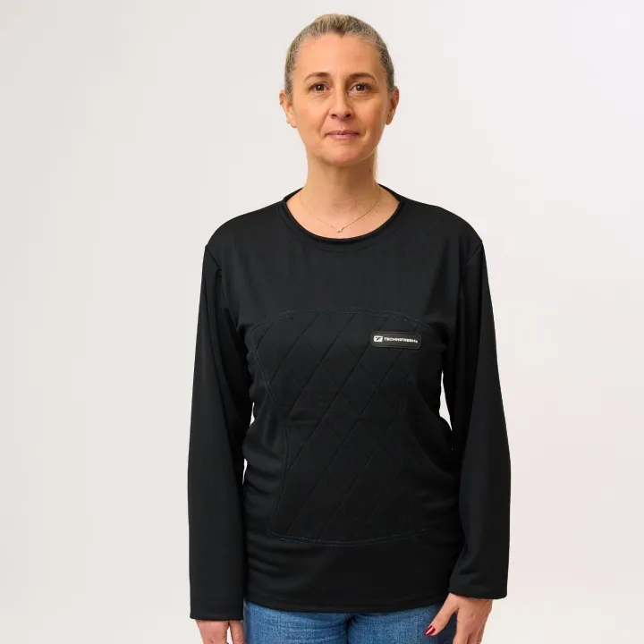T-shirt rafraîchissant manches longues TECHNIFRESH Active noir pour chaleur extrême femme profil 2