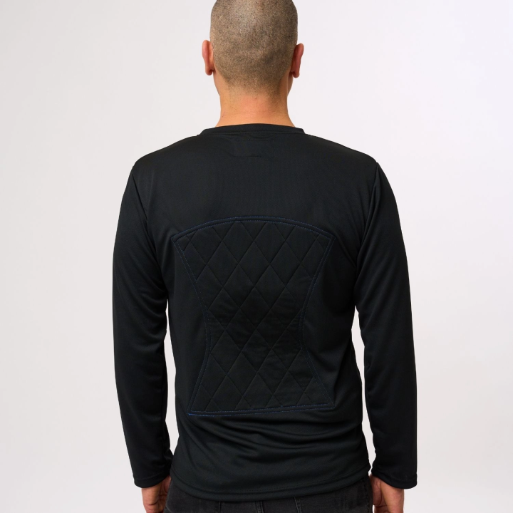 T-shirt rafraîchissant manches longues TECHNIFRESH Active noir pour chaleur extrême dos