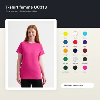 T-shirt femme haute qualité UC318 Uneek en coton 180 g/m² personnalisable multi colore