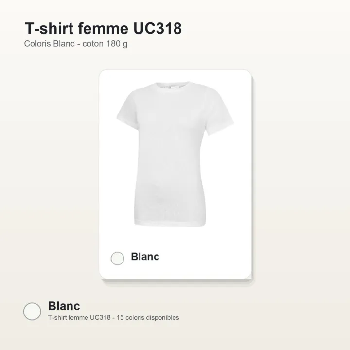 T-shirt femme haute qualité UC318 Uneek en coton 180 g/m² blanc
