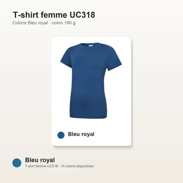 T-shirt femme haute qualité UC318 Uneek en coton 180 g/m² bleu royal