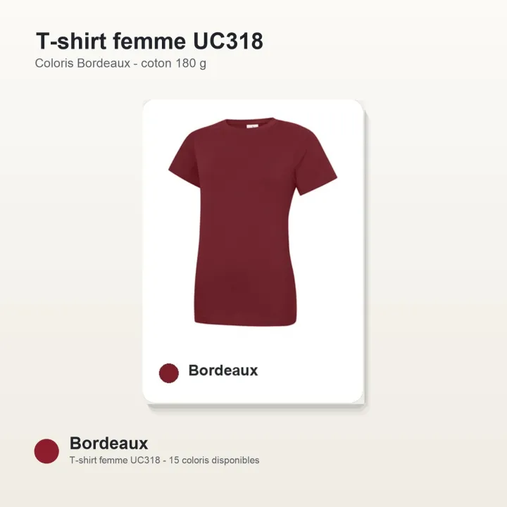 T-shirt femme haute qualité UC318 Uneek en coton 180 g/m² bordeaux
