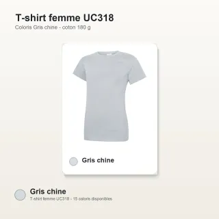 T-shirt femme haute qualité UC318 Uneek en coton 180 g/m² gris chiné