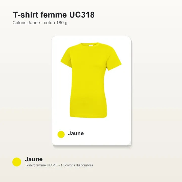T-shirt femme haute qualité UC318 Uneek en coton 180 g/m² jaune poussin