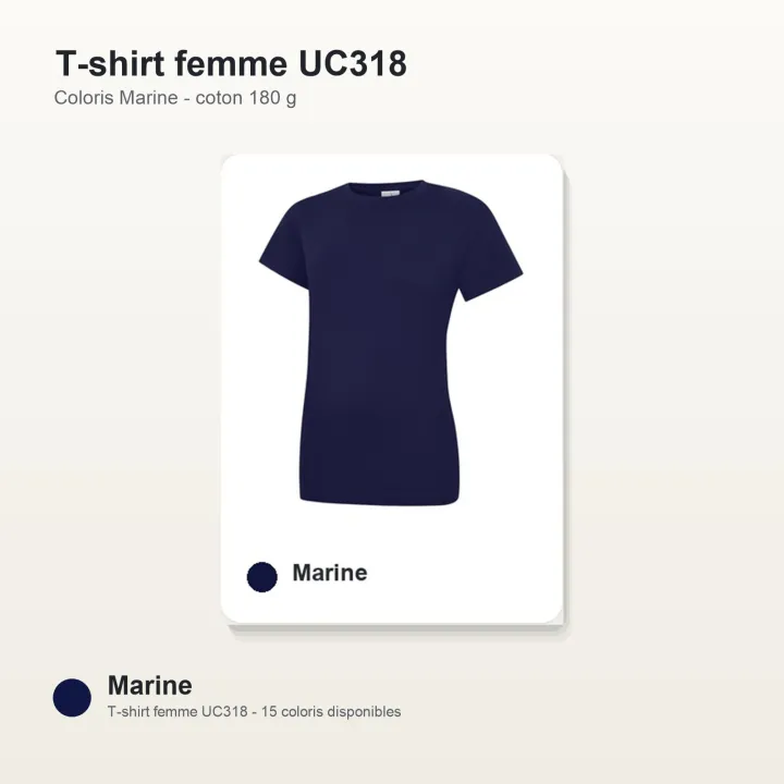 T-shirt femme haute qualité UC318 Uneek en coton 180 g/m² marine