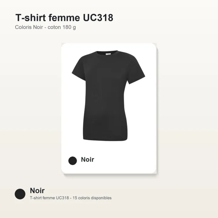 T-shirt femme haute qualité UC318 Uneek en coton 180 g/m² noir