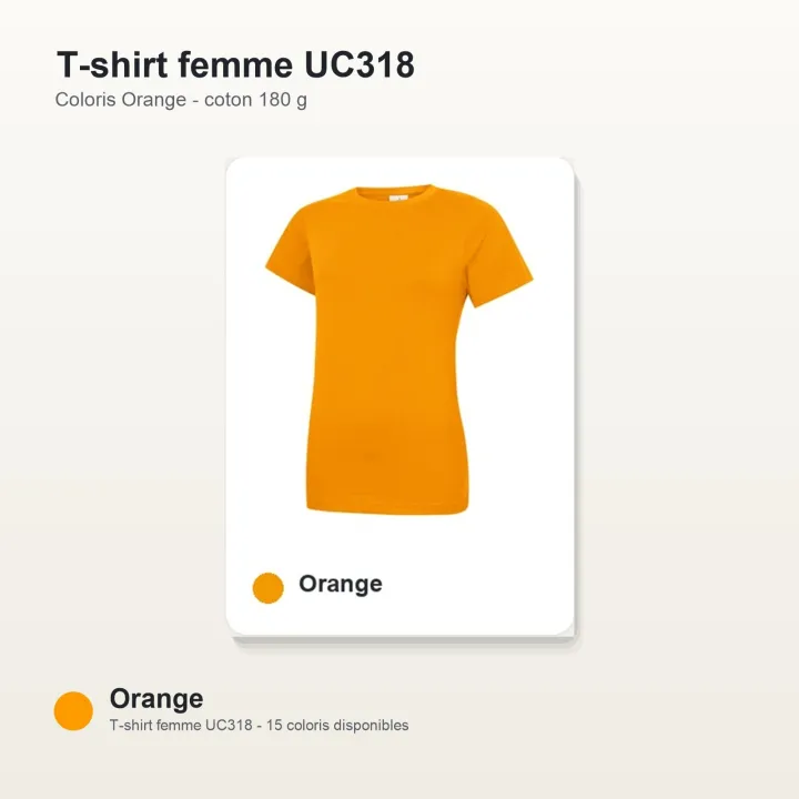 T-shirt femme haute qualité UC318 Uneek en coton 180 g/m² orange