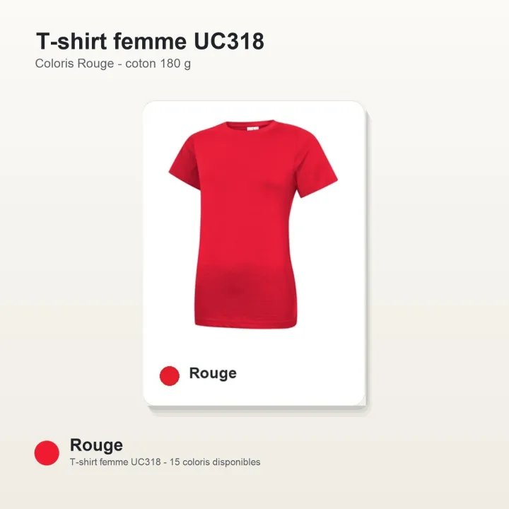 T-shirt femme haute qualité UC318 Uneek en coton 180 g/m² rouge