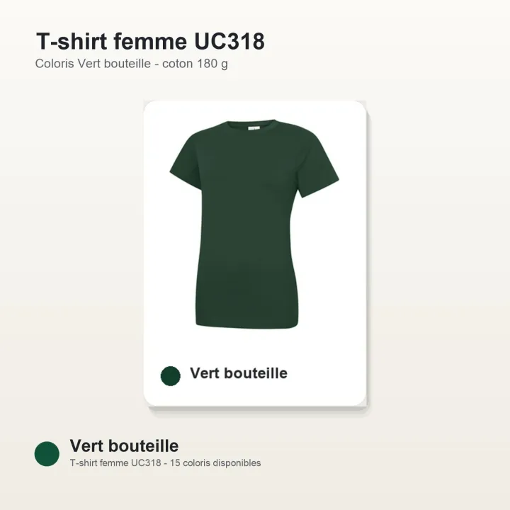 T-shirt femme haute qualité UC318 Uneek en coton 180 g/m² vert bouteille