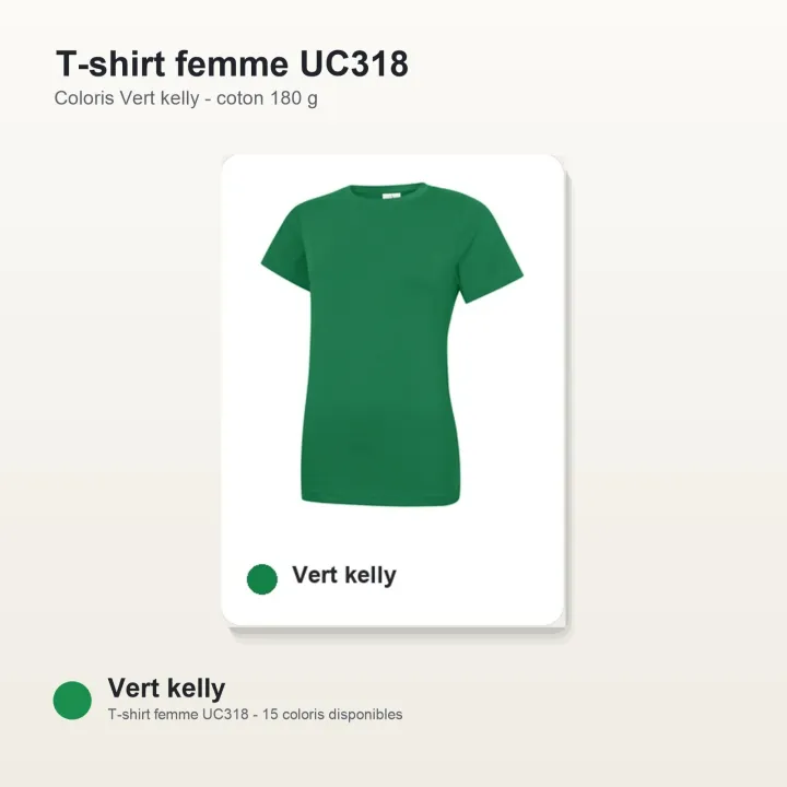 T-shirt femme haute qualité UC318 Uneek en coton 180 g/m² vert kelly