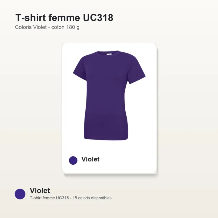 T-shirt femme haute qualité UC318 Uneek en coton 180 g/m² viollet