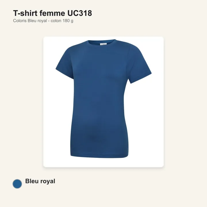 T-shirt femme haute qualité UC318 Uneek en coton 180 g/m² bleu navy