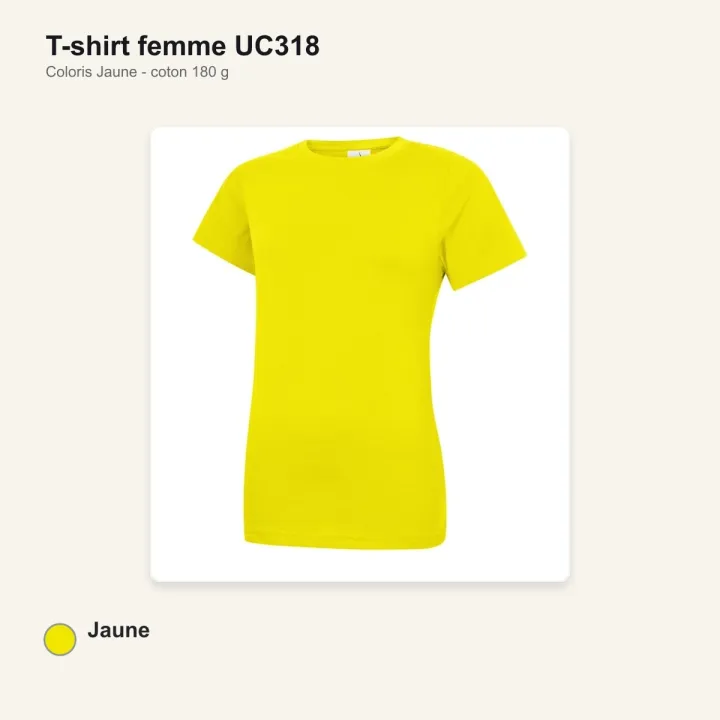 T-shirt femme haute qualité UC318 Uneek en coton 180 g/m² jaune