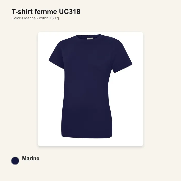 T-shirt femme haute qualité UC318 Uneek en coton 180 g/m² marine