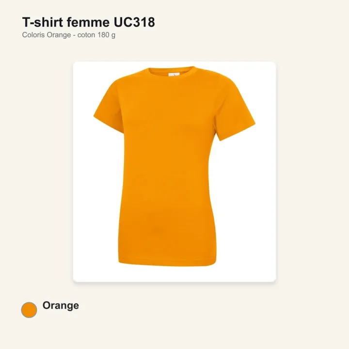 T-shirt femme haute qualité UC318 Uneek en coton 180 g/m² orange
