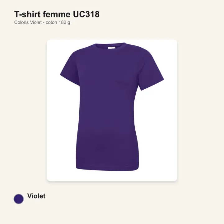 T-shirt femme haute qualité UC318 Uneek en coton 180 g/m² violet
