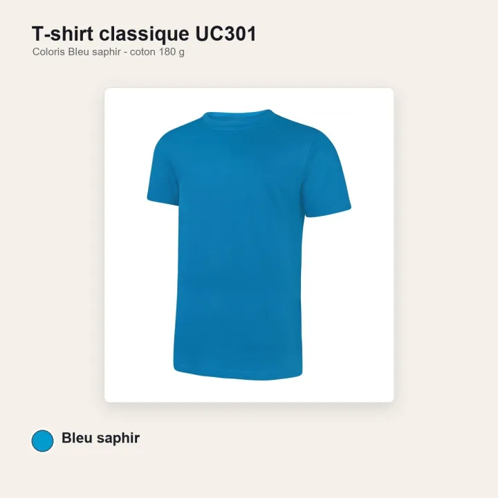 Tee-Shirt mixte col rond 180 gr UC301 UNEEK saphir